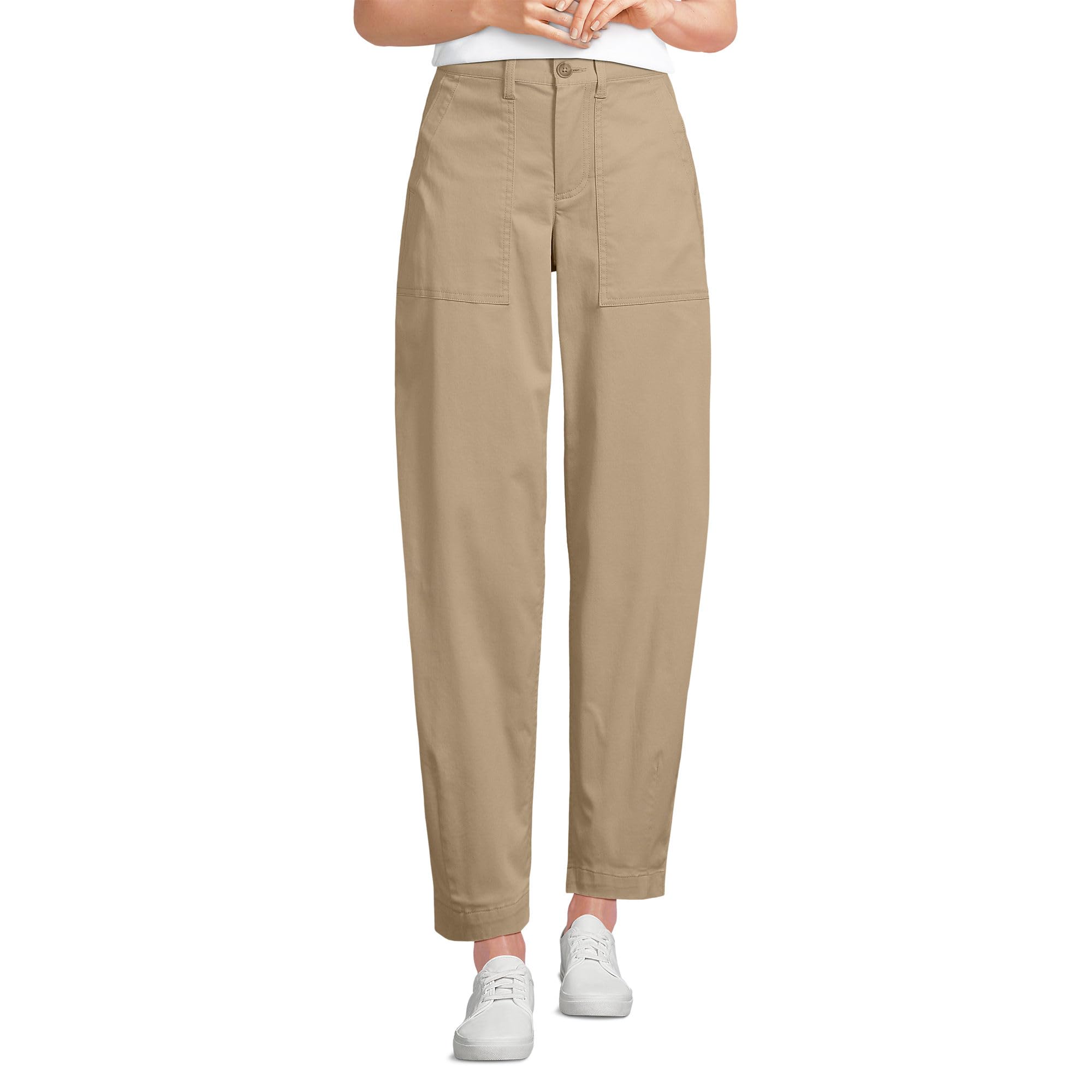 Lands End Womens High Rise Barrel Leg Chino Pants