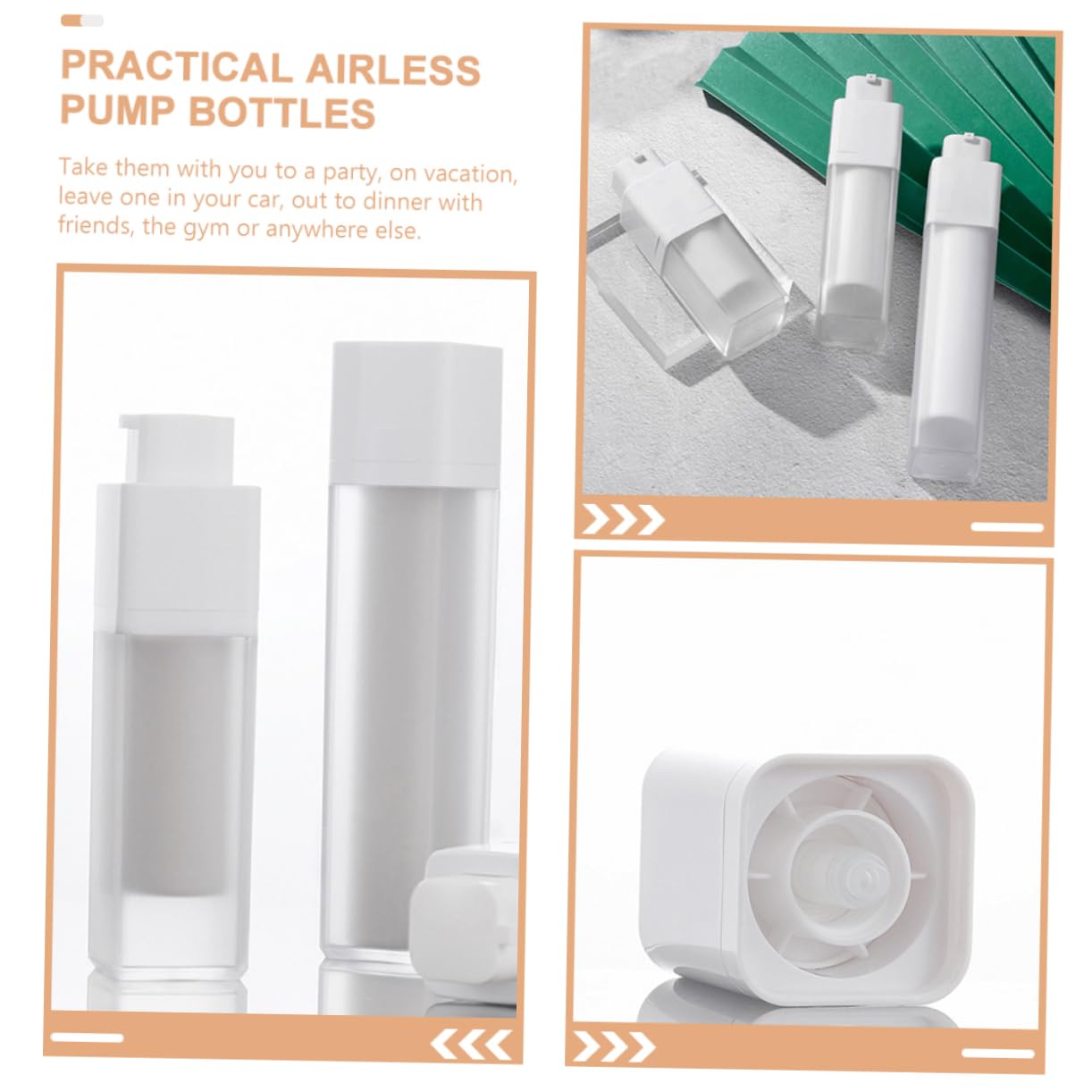 Gatuida 3 Botellas de Viaje Bomba sin Aire Rellenables de 50ml Material As y PP Envases Prácticos para Crema y Loción Ideales para Coche y Viaje
