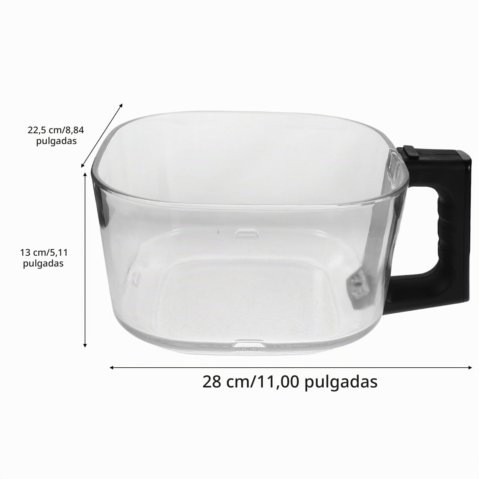 COLLBATH Reemplazo Cesta Freidora de Aire, Recipiente de Vidrio 4,5 L, Bandeja Cuadrada Extraíble para Cocina, Freidora Aire Vidrio