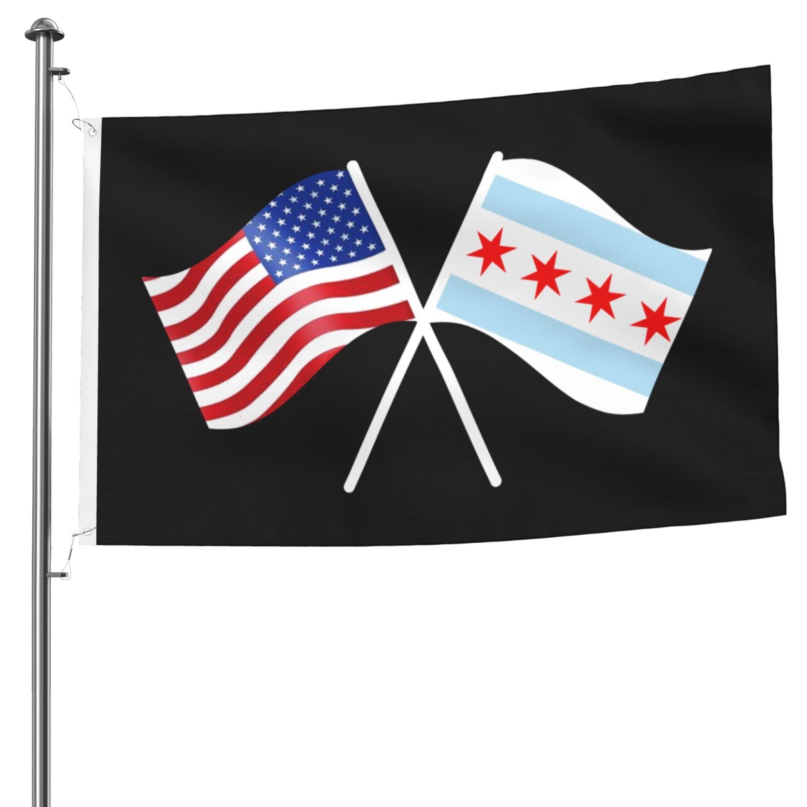 Amazon.com : American And Chicago Flag Flag 5x8 FT Bright Flags
