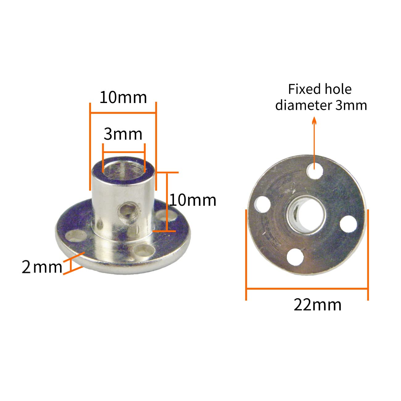 CHANCS Flange Shaft Coupling with Screws Outer Diameter 10mm Inner Diameter 3mm Motor Connector for DIY Parts 2PCS