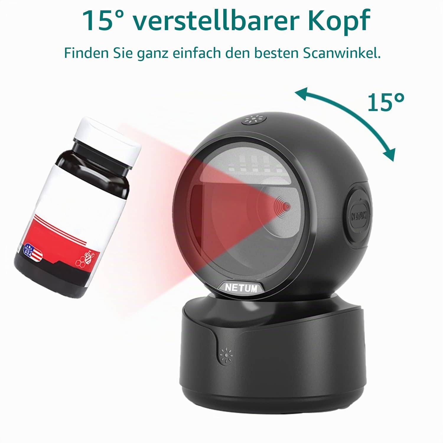 NetumScan omnidirektionaler Desktop Barcode Scanner NSA5, kabelgebundener USB 1D-2D QR Barcode-Leser