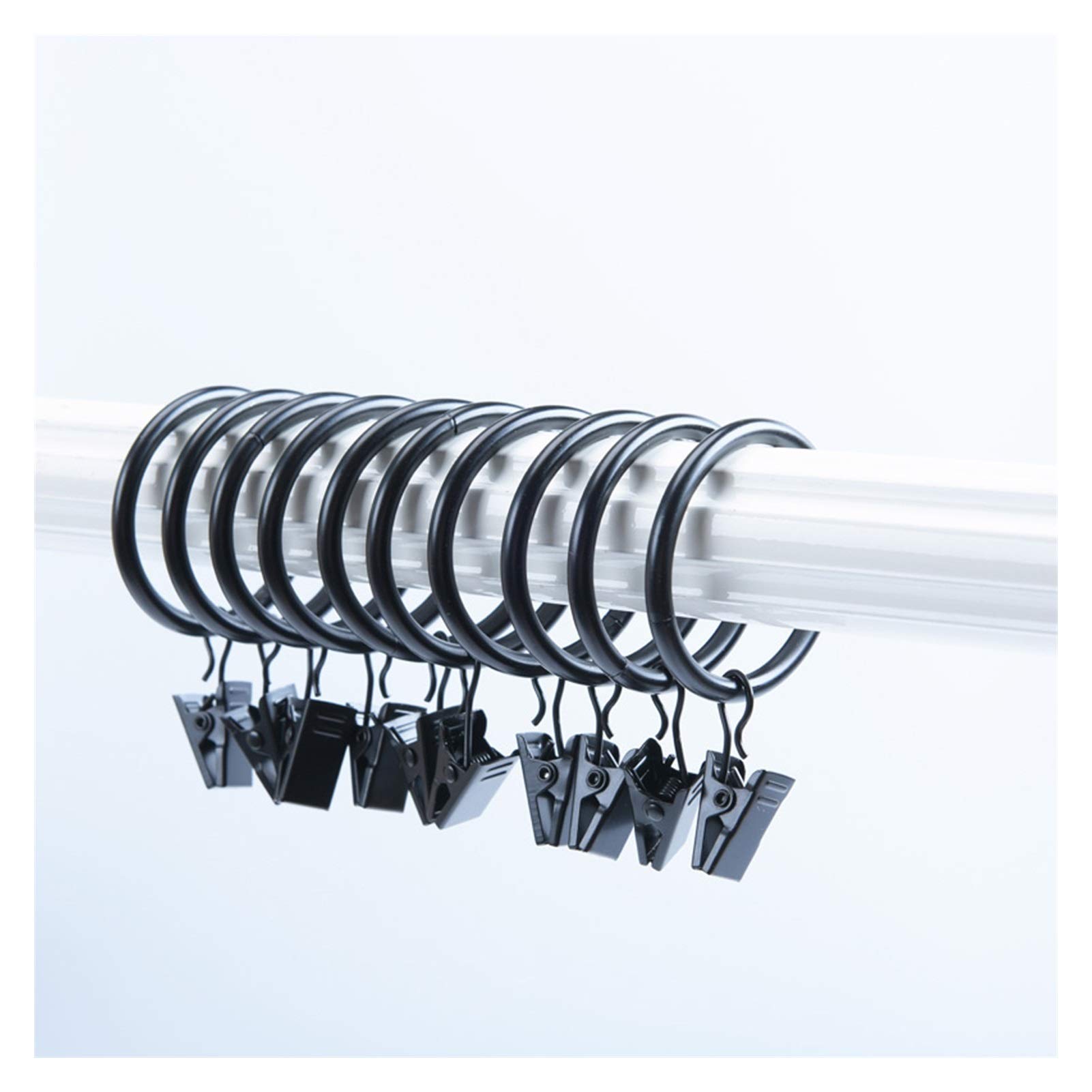 Anelli per Tende 20 Pezzi Anello per Tende Resistenti con Clip in Metallo Accessori per Tende da Doccia Anello Anello Gancio per Tende Vintage (Nero Opaco) Anelli per Tende (Dimensioni : 1,5 Pollici