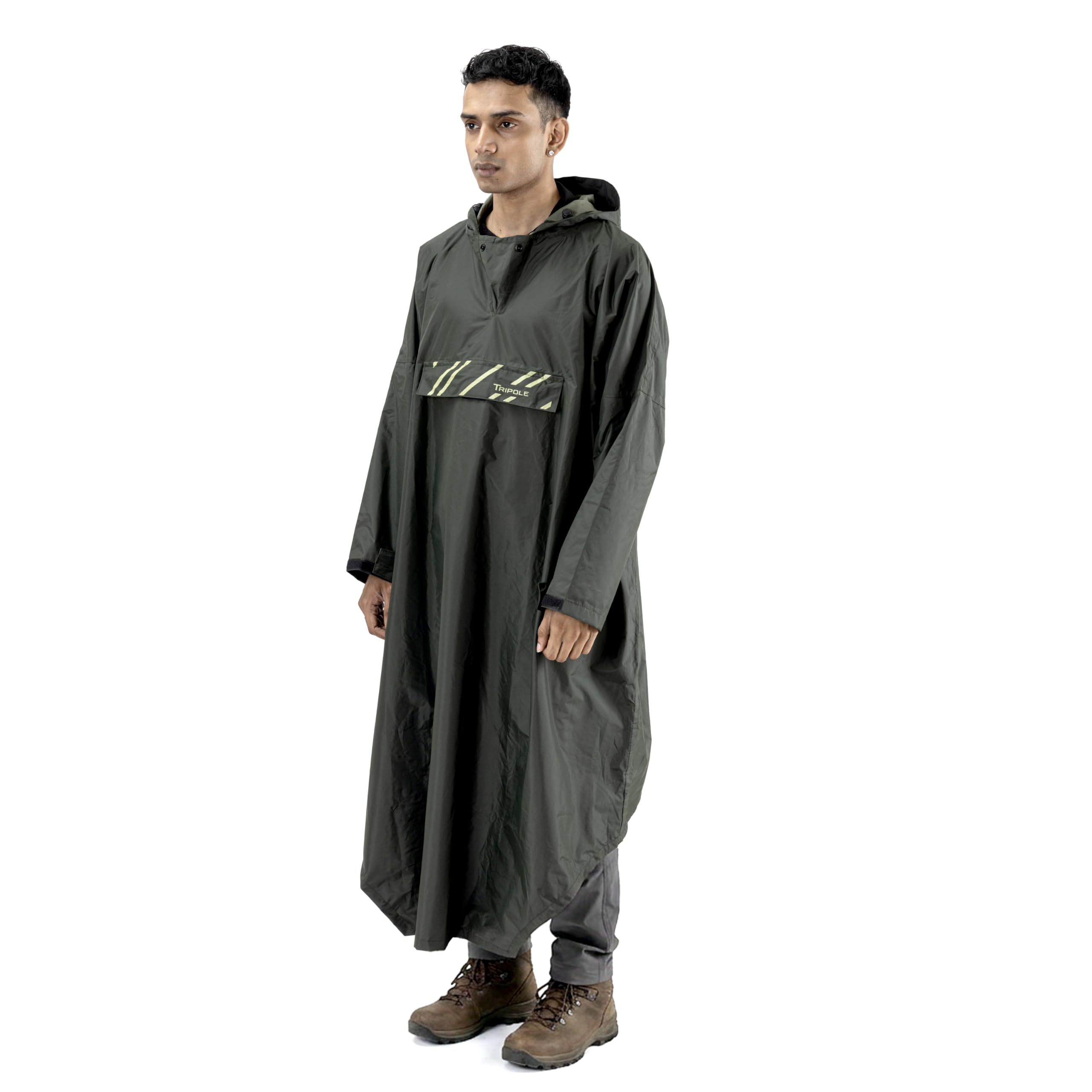 Tripole Waterproof Rain Poncho for Trekking, Hiking & Camping for Men & Women | Unisex Raincoat with Hood | Free Size Outdoor Travel Rain Gear
