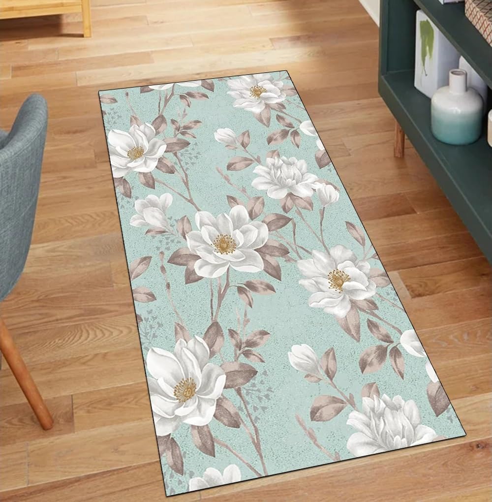 Alfombra verde para pasillo de 100x150 cm lavable en lavadora de poliéster