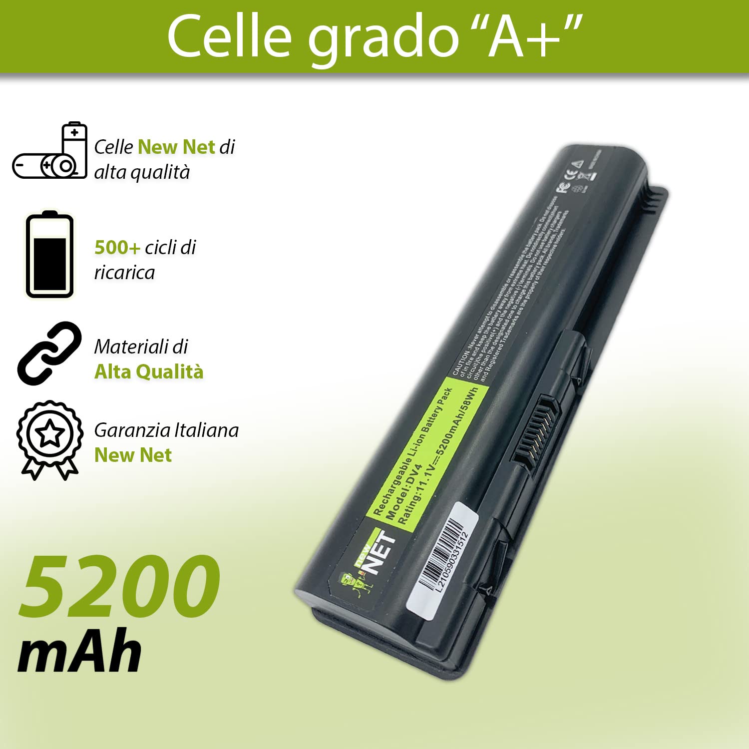 new net Batteries - Batteria Compatibile con HP Pavilion DV5-1040EL DV4-1110TX DV4-1409 dv6-1040el DV4-1244TX DV5-1135LA DV5-1116US DV4-2111LA
