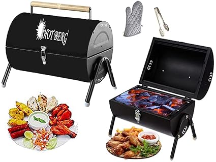 HOT Berg Charcoal Grill/Drum Barbeque with 10 Skewers & 2 Charcoal Tray, 500g Charcoal pac