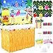 Elcoho - Set di 78 decorazioni hawaiane per feste tropicali in colore paglia, set di decorazioni per feste tropicali, gonne da tavolo con foglie di palma, per tema Luau tropicale
