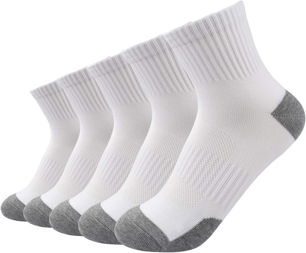 Sports Ankle Socks Women, 5 Pairs Cotton Running Trainer Socks Breathable Quarter Athletic Walking Socks Ladies, UK Size 4-7/8-10