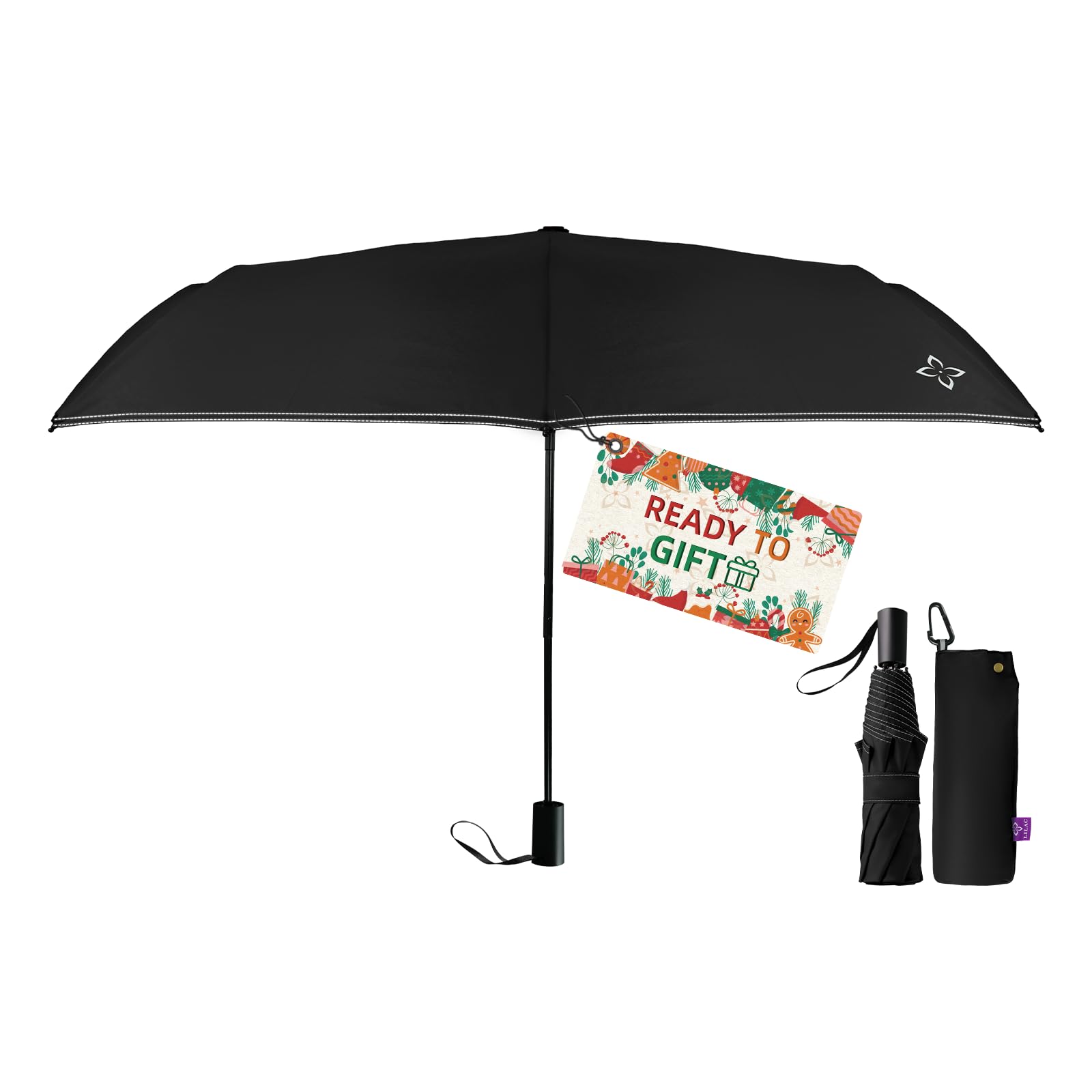 LILAC Windproof Travel Umbrella - Manual Open Close with No Rebound for Seniors & Kids, 43" Compact and Portable for Rain, Thoughtful Gift for Wife