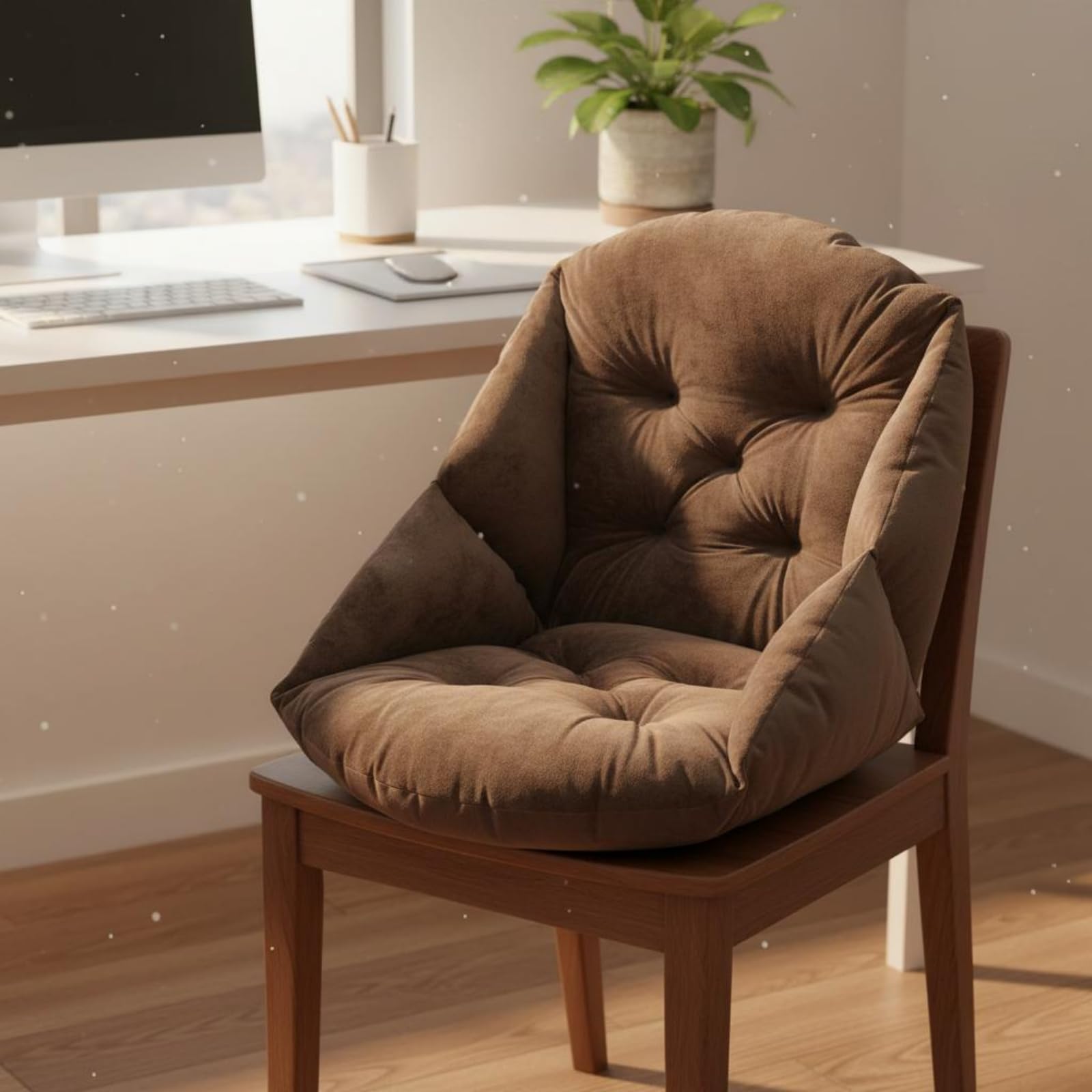 Cojín Silla Respaldo Transpirable Cojín Silla Antideslizante Uso en para Todo el Año Accesorio Asiento para Estudiantes, Rosa Claro, 55 45cm【Cinco Agujeros】