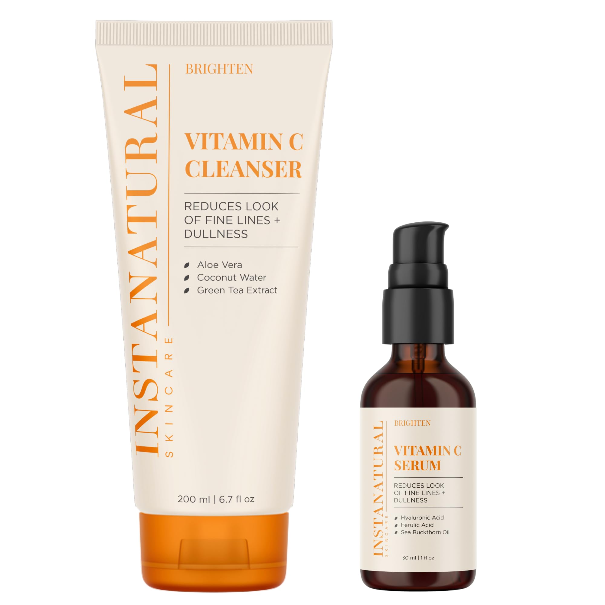 InstaNaturalVitamin C Cleanser and Serum Kit, Brightens and Reduces Signs of Aging, Fine Lines and Wrinkles, with Botanical Extracts