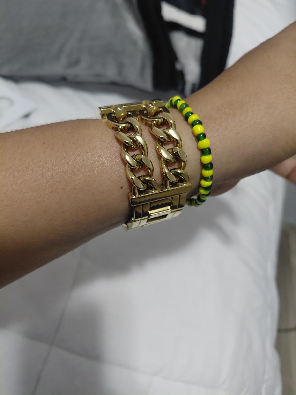 Grossa pulseira de corrente dourada espinha de peixe