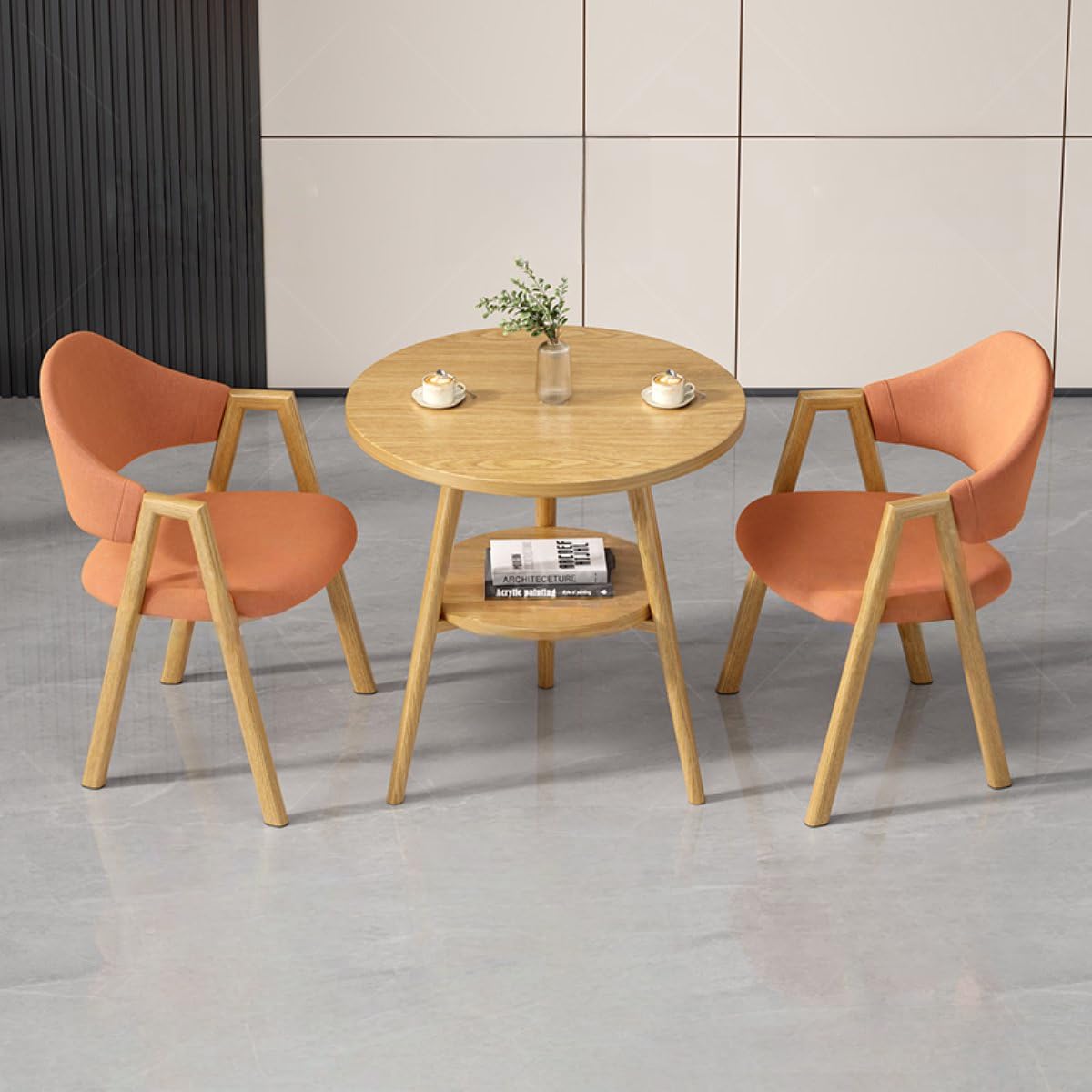 Round Reception Desk and Chair Set, Office Conference Table &amp; Chairs, Business Coffee Dining Table Set for Small Space Reception Room, Lounge, Conference Room