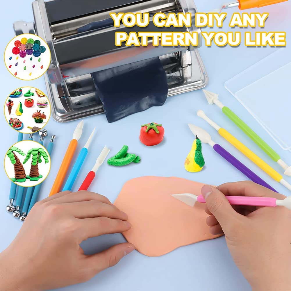 Polymer Clay Roller Machine Set Stainless Steel Polymer Clay Extruder Manual for Kids Adults Clay Pottery