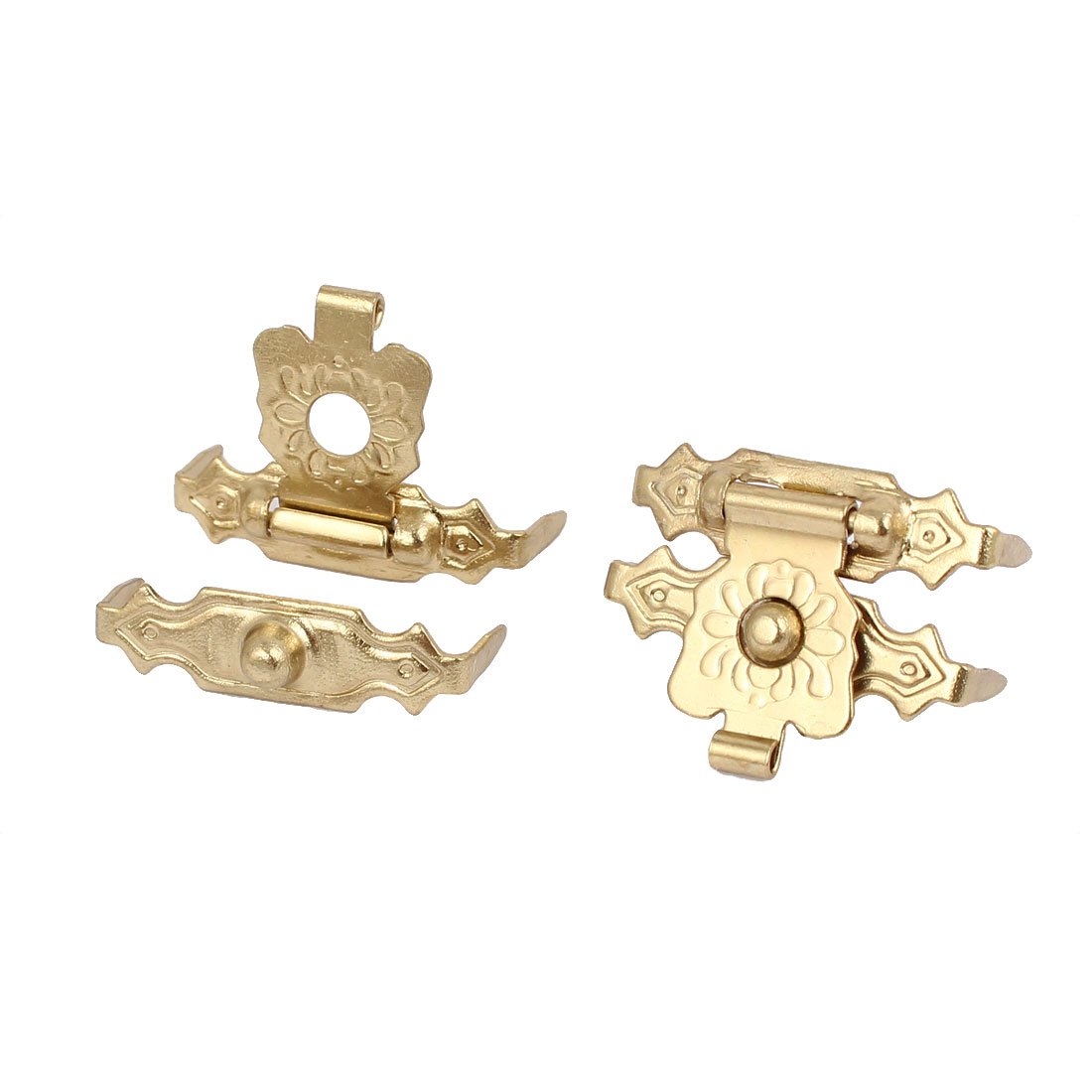 Aexit Box (Lock) Wooden Case Metal Hasp Hook Lock Lid Latch Catch Gold (37ry328qf432) Tone 2pcs