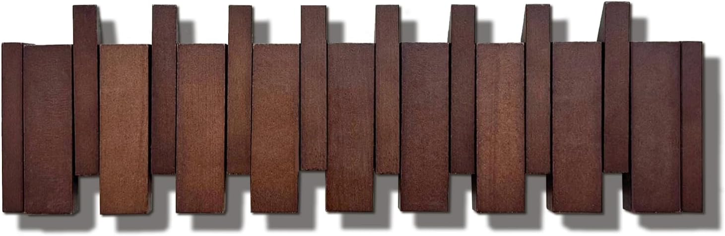 ArtBeek Wall Mounted Coat Rack with Hooks Wooden Wall Mount Piano Key Coat Rack 8 Hooks Solid Wood Coat Rack Wall Mount for Entryway, Living Room, Bedroom, Hallway (22")