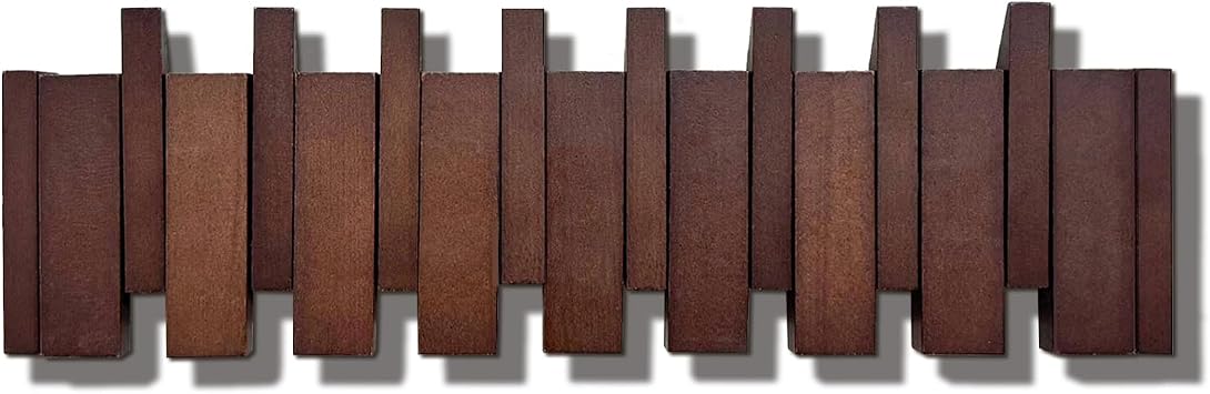 ArtBeek Wall Mounted Coat Rack with Hooks Wooden Wall Mount Piano Key Coat Rack 8 Hooks Solid Wood Coat Rack Wall Mount for Entryway, Living Room, Bedroom, Hallway 22"