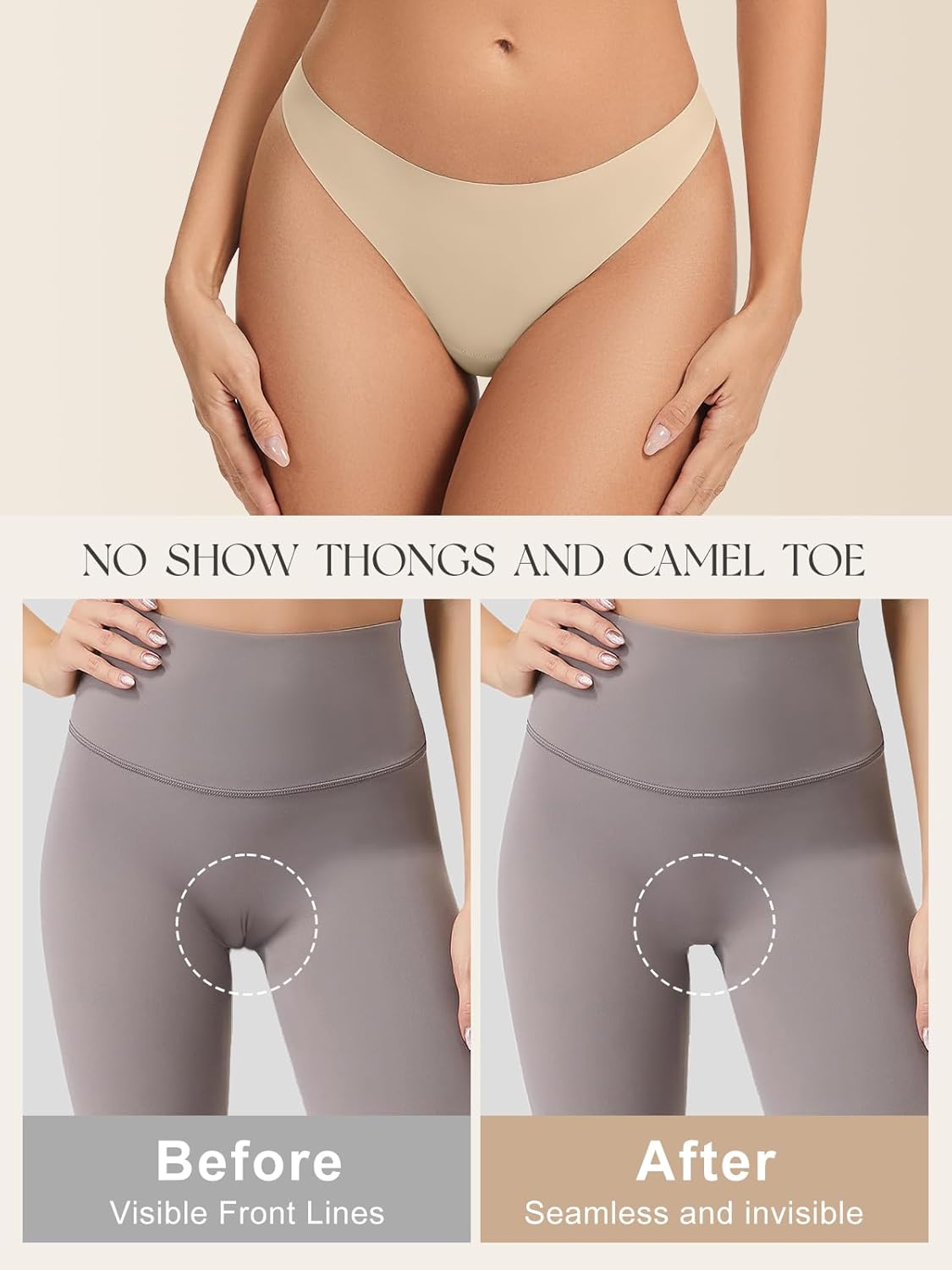 Seamless Camel Toe Thongs for Women No Show Thong Panty Liners Invisible Breathable Camel Toe Concealer Underwear - Image 2