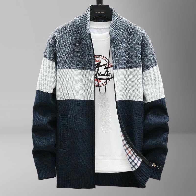 Suéter de punto con cremallera abrigo forro polar hombre ropa coreana 2