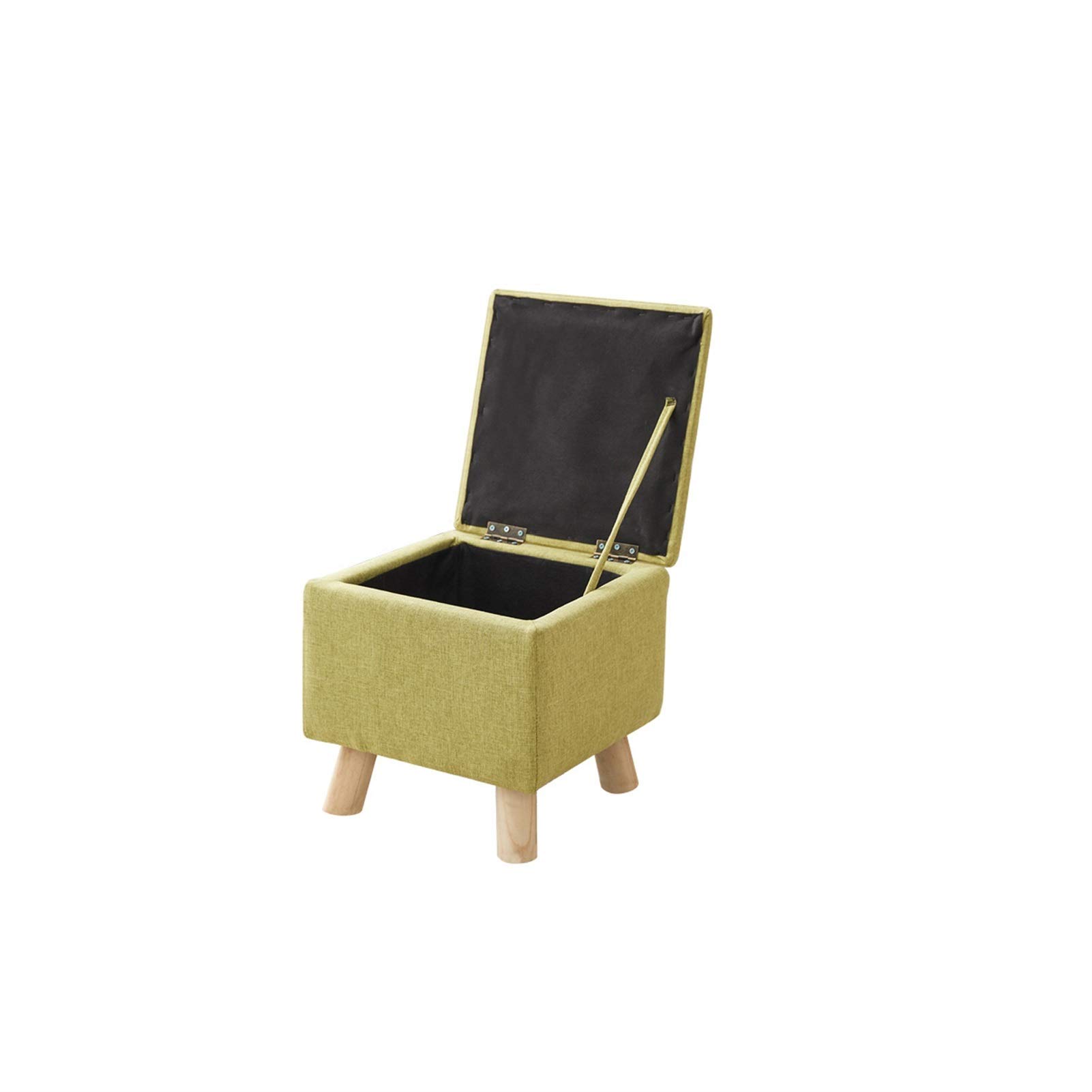 Boîte de rangement pliante en lin vert 33cm avec pieds en bois