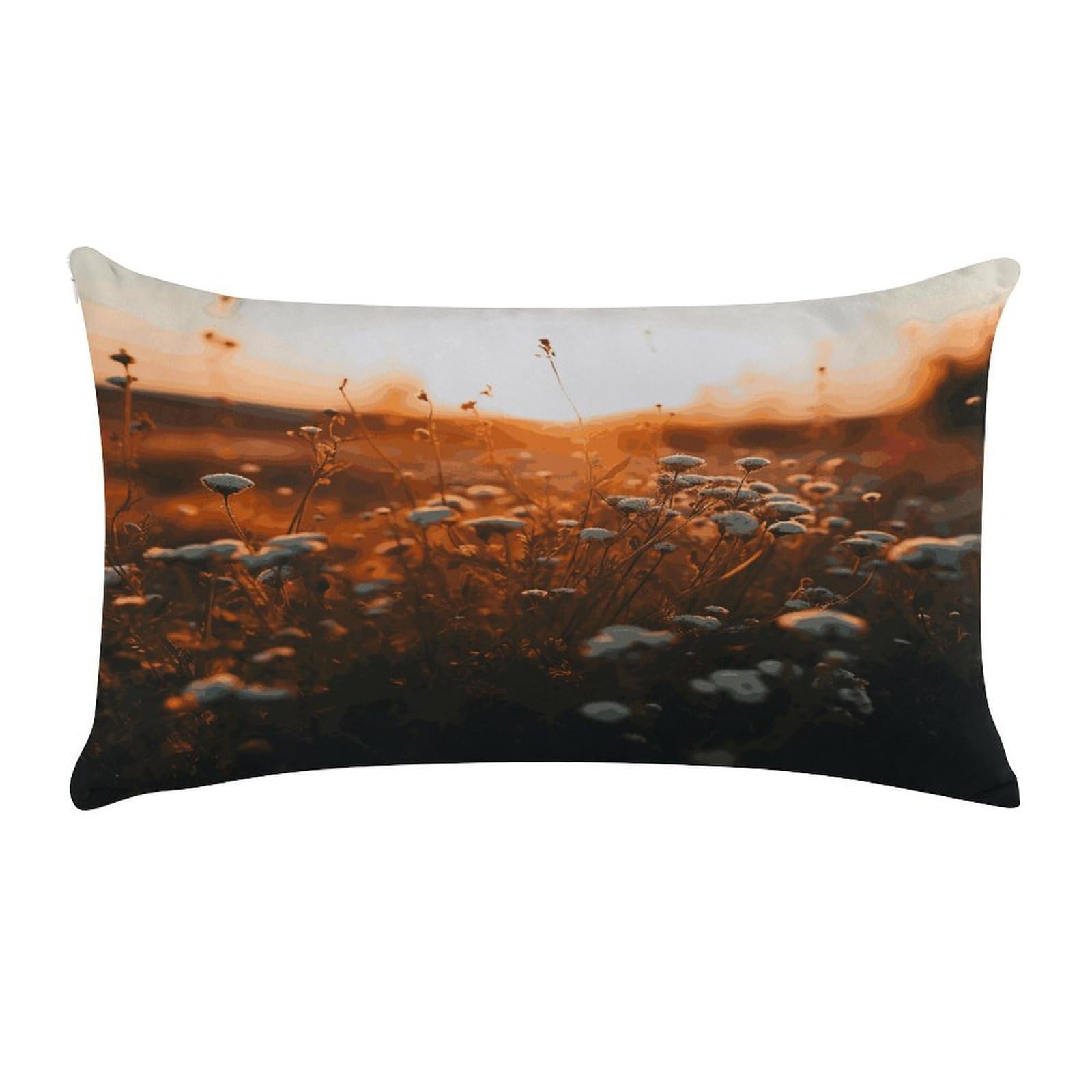 Flowers in The Sunset Pillow Cover Super Soft Pillowcase Luxury Cozy Fuzzy Velvet Pillow Shams Breathable Standard Pillow Cases with Zipper Wrinkle-Free Pillow Cover 12 "×20 "