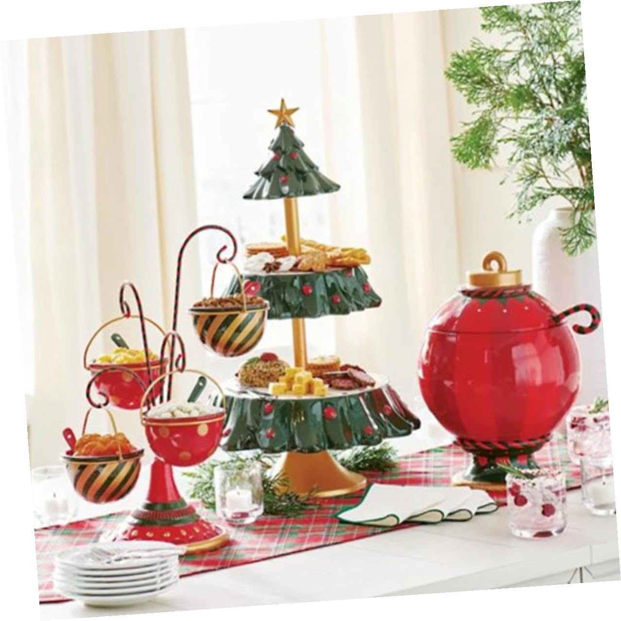 SHINEOFI Vassoio Natalizio in Resina Lucida per Snack e Frutta Secca Piatto Portaoggetti Decorativo da Tavolo per Feste di Natale Ornamento da Scrivania a Tema Festivo