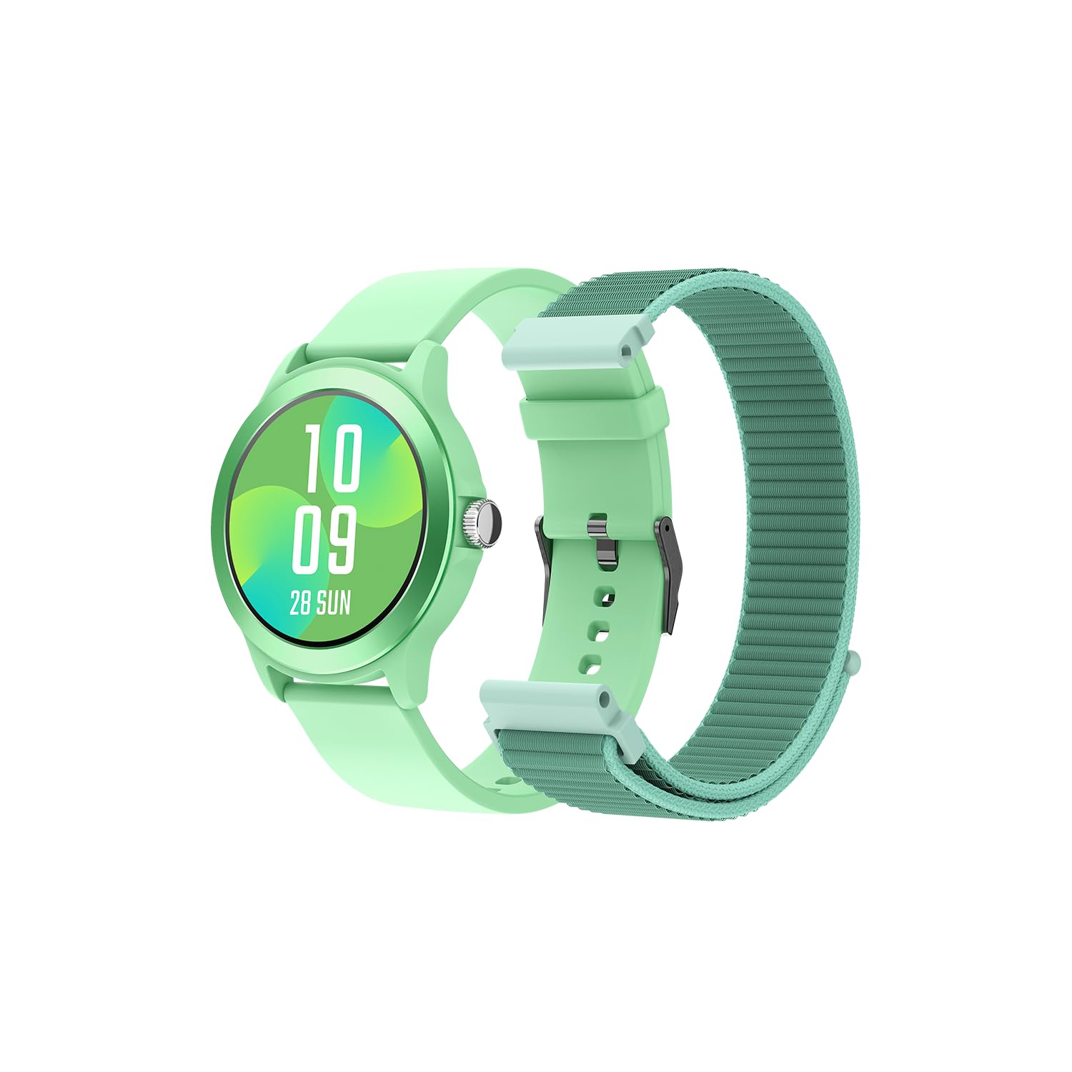 SPCPetstages Smartee Duo Vivo - Smartwatch Smart Watch Colour Turquoise with Interchangeable Strap, Round 1.27 Inch HD Dial, Bluetooth Calls, 8 Days Battery Life, 100 Sports, IP68