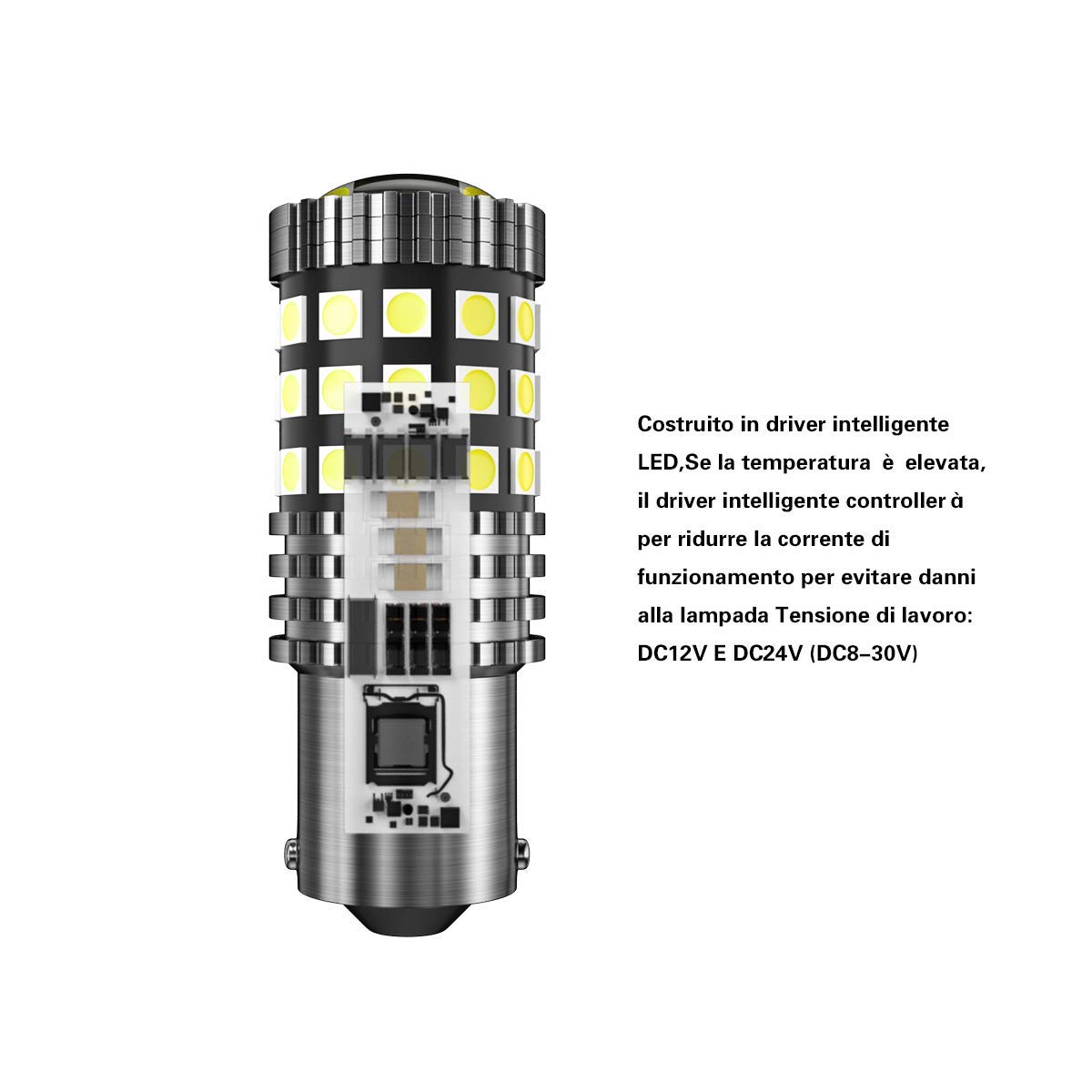 2 PCS Super luminoso S25 1156 BA15S P21W LED CANBUS lampada posteriore per parcheggio retromarcia auto LUCE DI MARCIA DIURNA A LED DRL 6000K Bianca DC12V DC24V