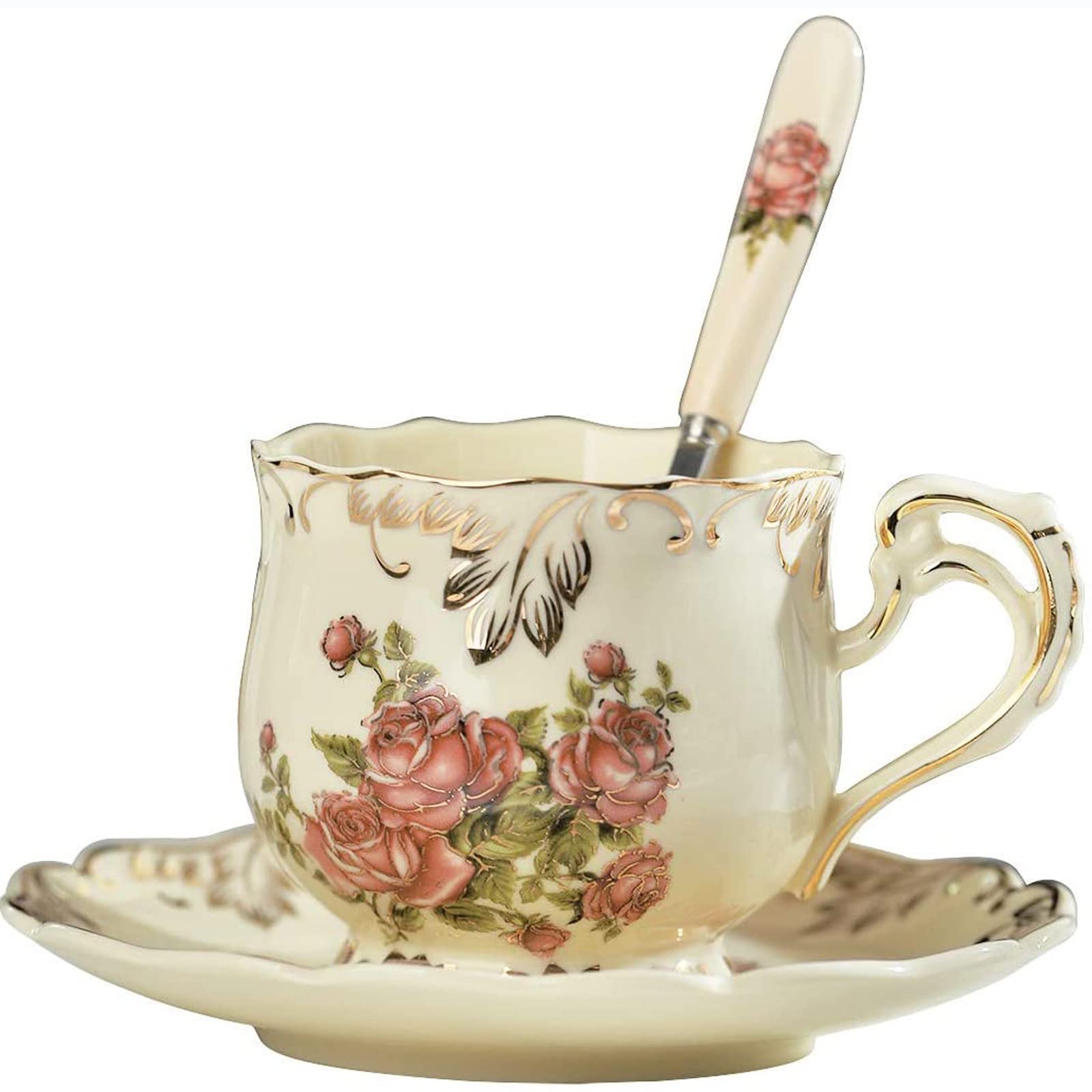 Tasses et soucoupes avec cuillères pour cadeau idéal