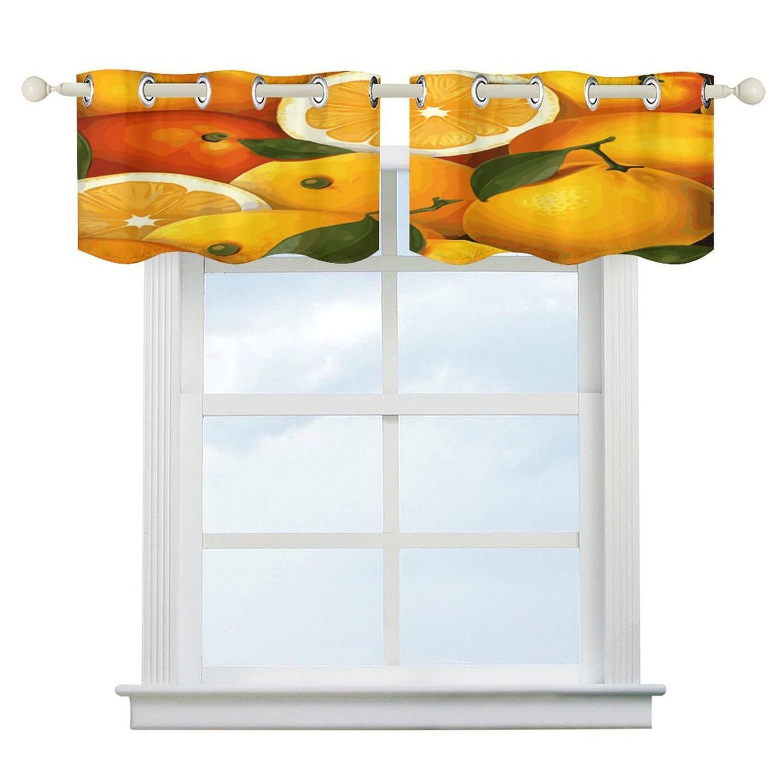 Fekiloot Style Oranges And Lemons Short Curtains Valance Curtain