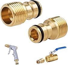 Water Pipe with 1/2" Male Thread Connector, 2PCS Universal Copper Hose Tap Adapter, Quick Coupling, Hose Adapter for Garden Drip Irrigation and Car Wash