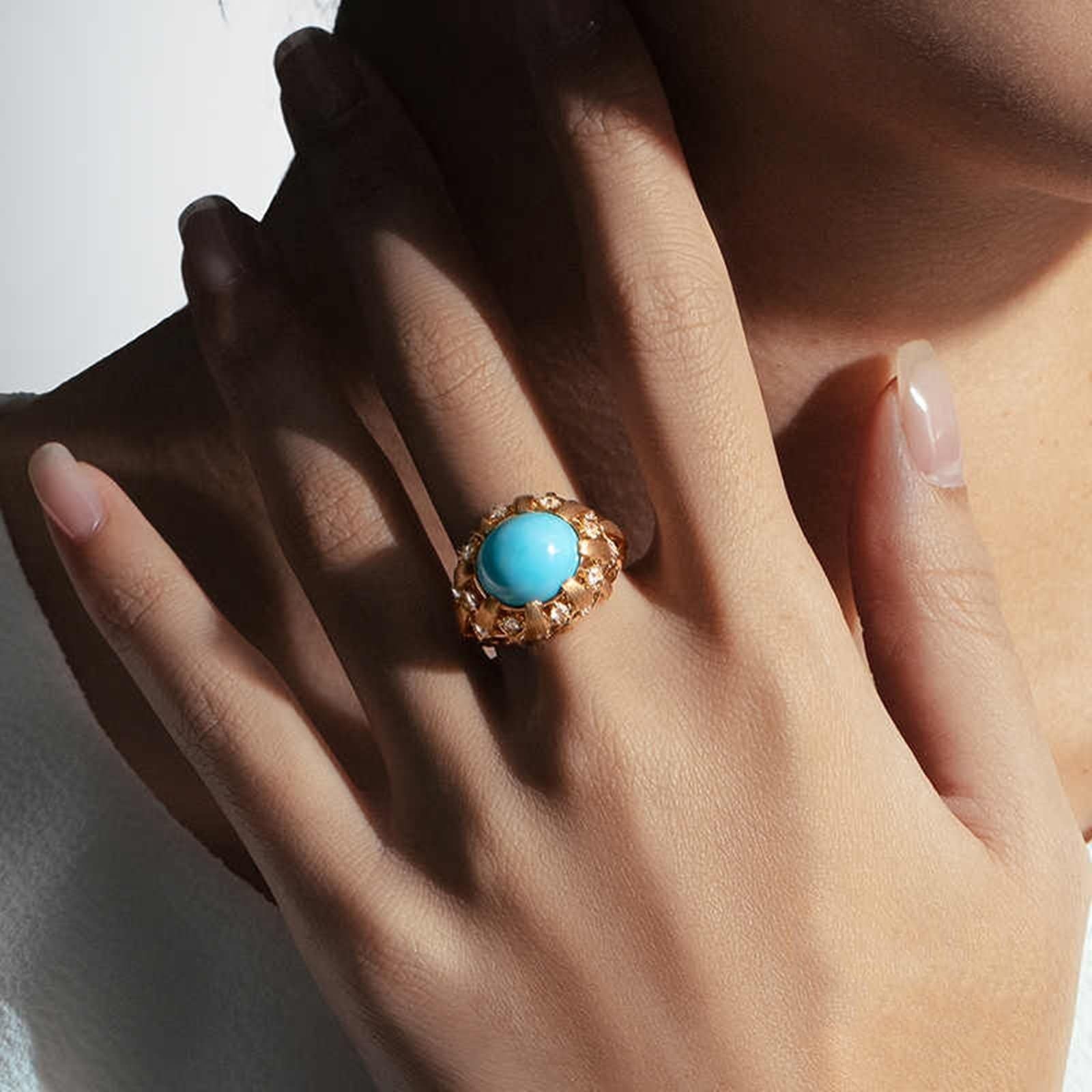 Statement Pavé pierścionek ślubny z żółtego złota 9K/14K/18K, z prawdziwego złota, w stylu vintage, pleciony pierścionek koktajlowy, damski z laboratorium, turkusowy i moissanite, rozm. 47-65