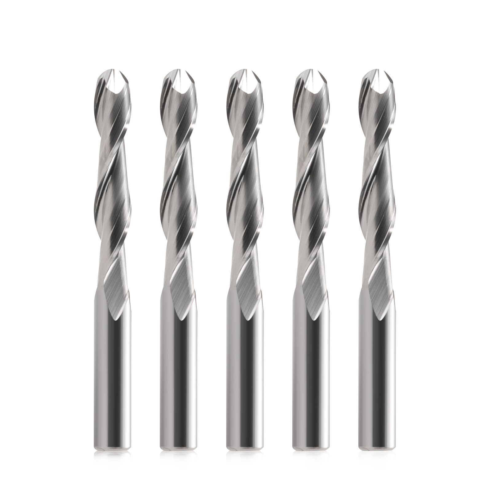 EU_HOZLY 5 STÜCKE Kugelkopffräser CNC Fräser Doppelflöte Spiralfräser 6 mm Schaft 2,36 Zoll Länge OVL
