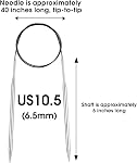 Knitting Needles Circular 40 inch (100cm) Stainless Steel Round Knitting Needles Size US 10.5 (6.5mm)