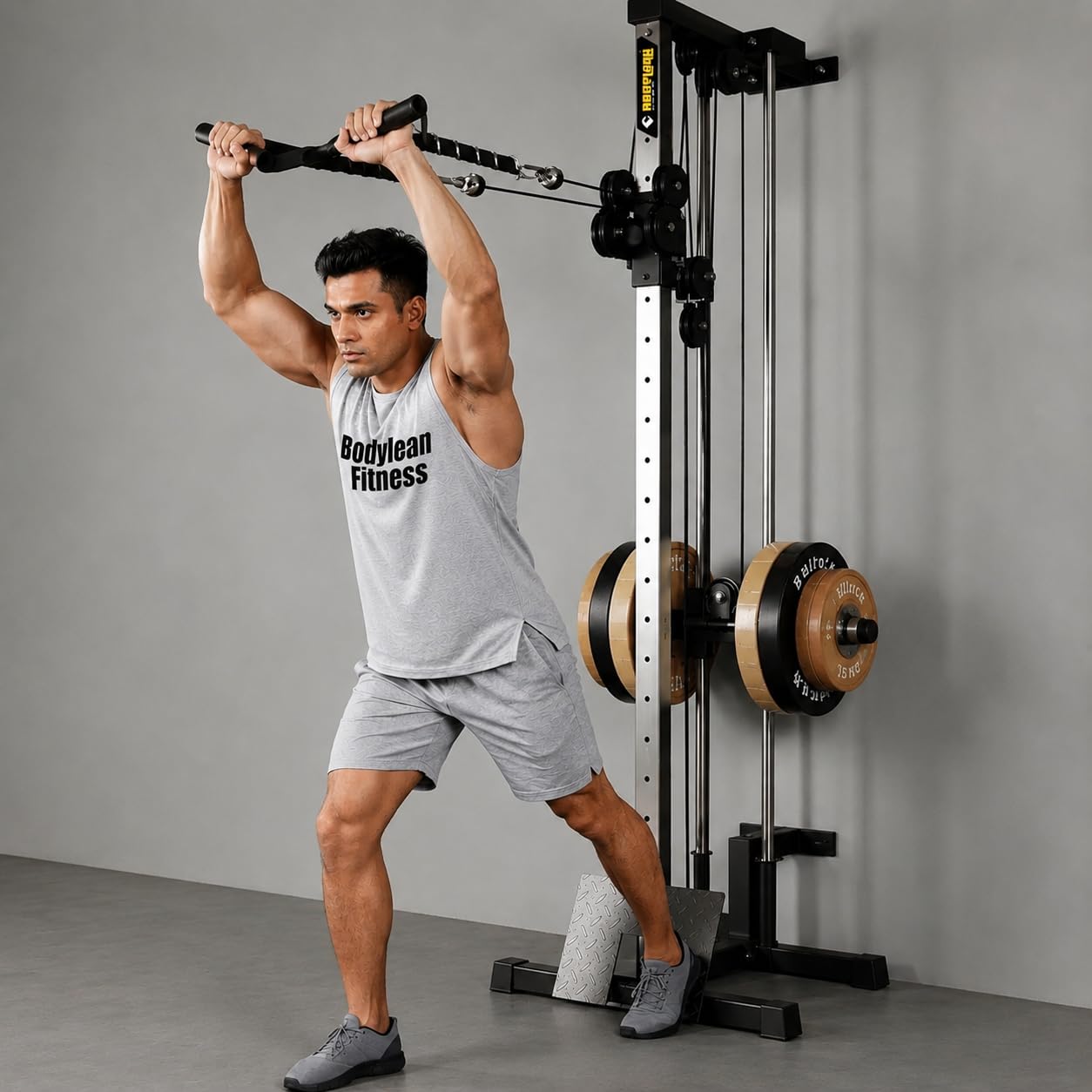 bodylean fitness single stack wall-mount plate-loaded functional trainer | commercial home gym strength machine | full body cable workout for chest, back, shoulders, arms & legs