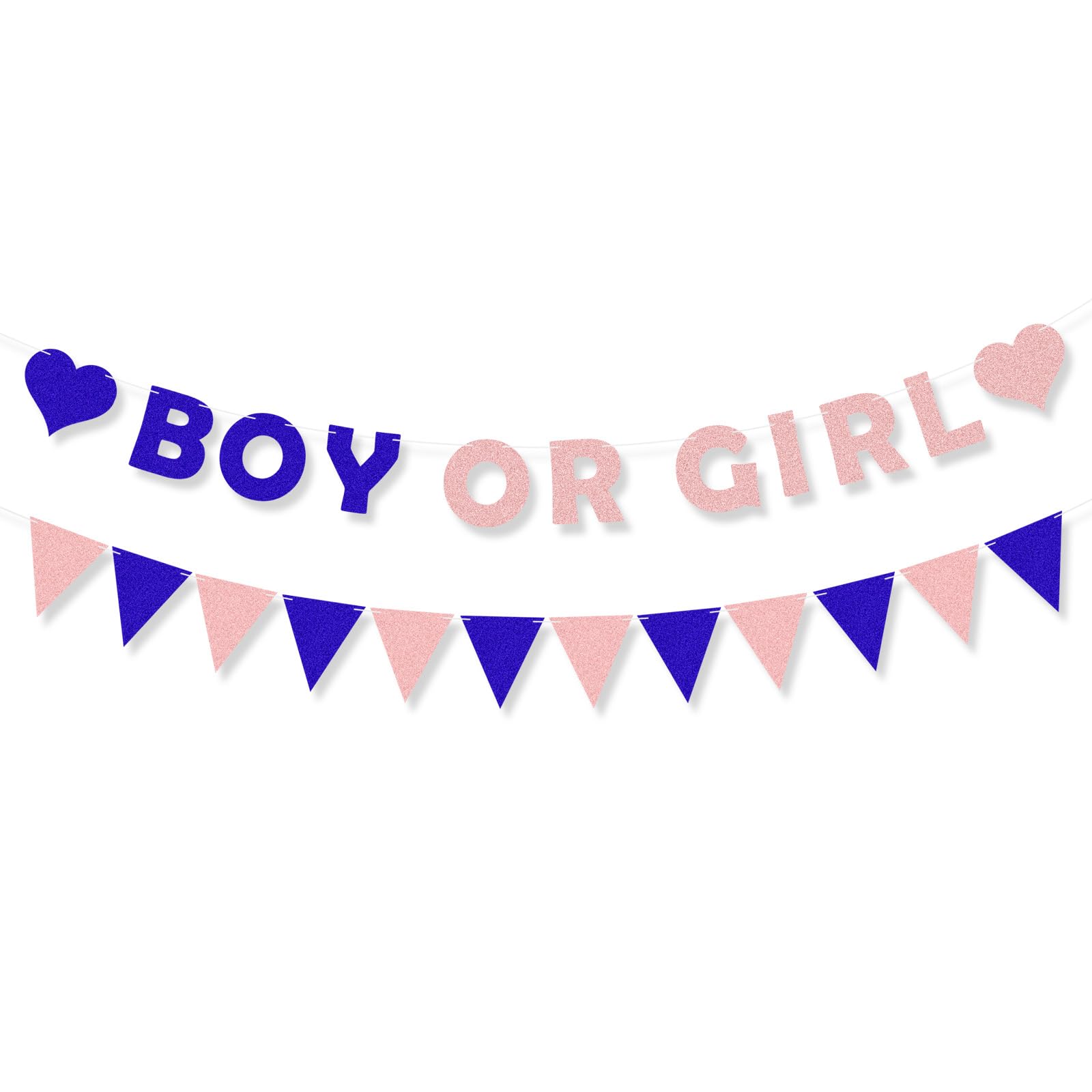 Gender Reveal Decorative Banner, Gender Reveal Party Decor for Shower Photo Backdrop Props Supplies, No DIY Sign Decorations for Indoor & Outdoor Use Glitter Banner