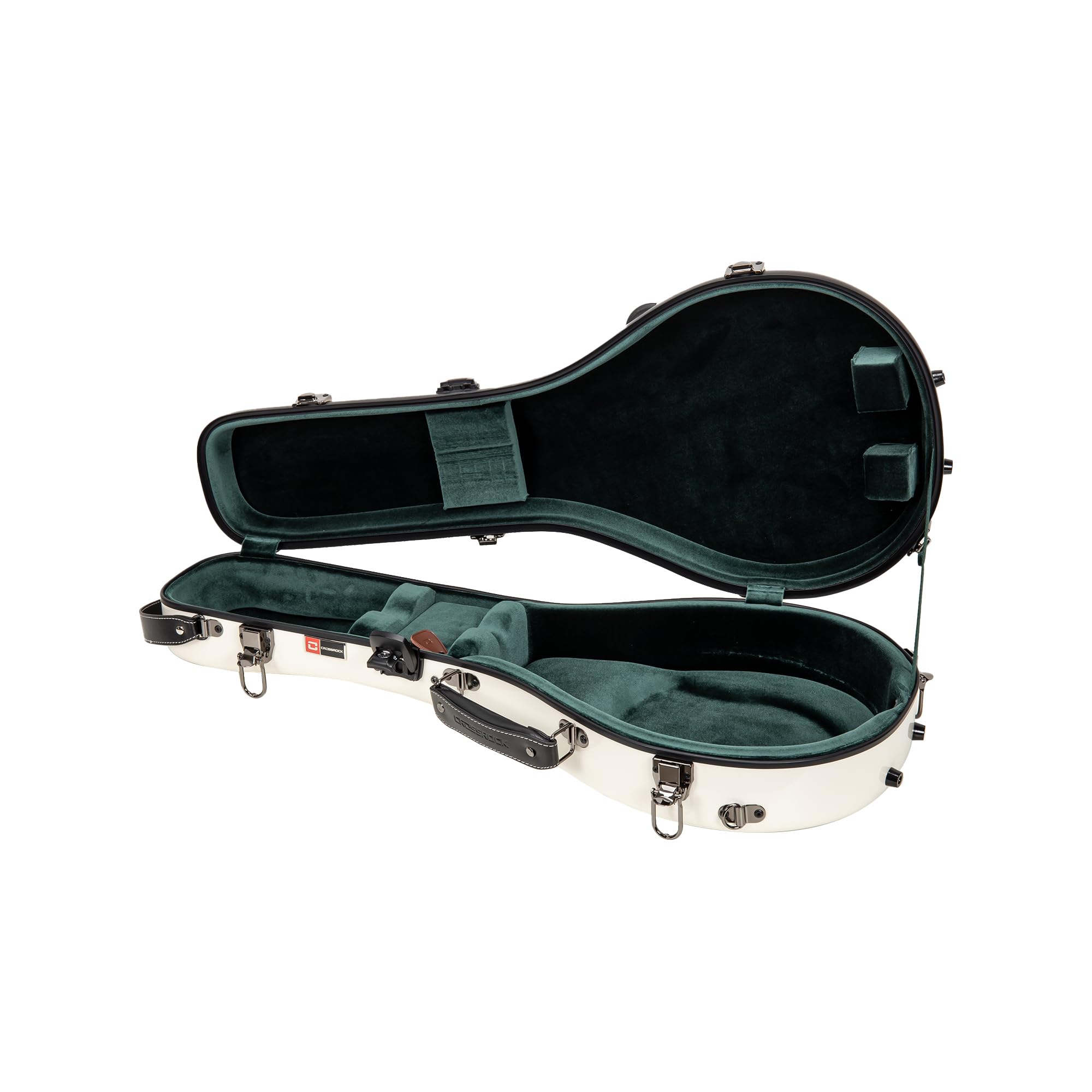 Crossrock Fiberglass A-Style Mandolin Case, with Accessory Compartment, Backpack Straps, TSA Lock-Milky White (CRF2020MAMW)