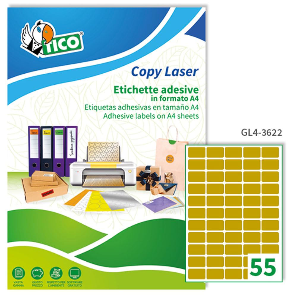 Tico Italia GL4-3622 Etiketten, satiniert, 36 x 22 mm, goldfarben