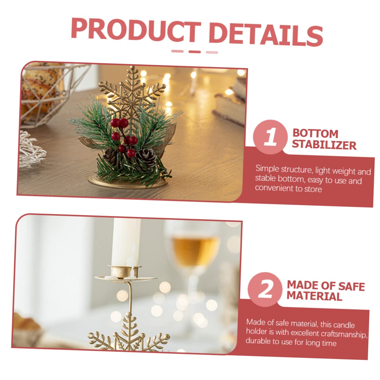 FUNOMOCYA Elegant Christmas Candle Holder Snowflake Design Perfect Room Decor Aesthetic