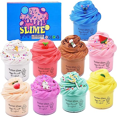 Hapitoys Butter Slime Kit Scented Party Favor Gifts DIY Putty Toys for Kids Scented Butter Slime Kit Ideal Slimes Bulk for Kids Super Soft and Non Sticky DIY Slime Surprise Toy (9 Pack)