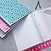 Samsill Fashion Design 3 Ring Binder, Digi Diamond Print, 1 Inch Round Rings, Assorted Colors (Turquoise, Pink, Silver), Bulk Binders - 6 Pack