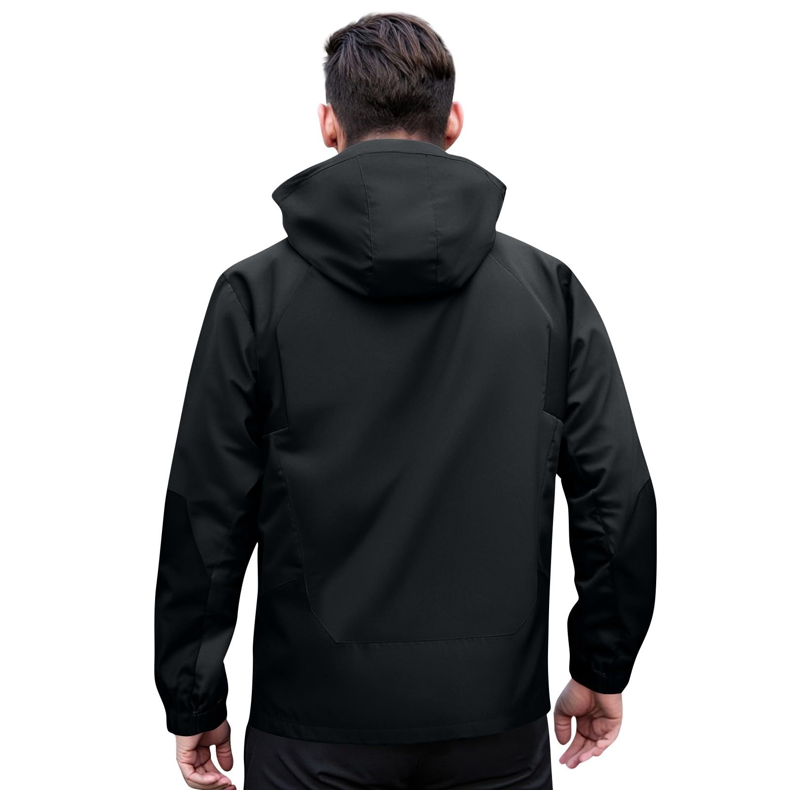 ADHOWBEW Giacca a vento da uomo, grande e alto, poncho da lavoro, impermeabile, con cappuccio, per pesca, golf, escursionismo, capispalla all'aperto