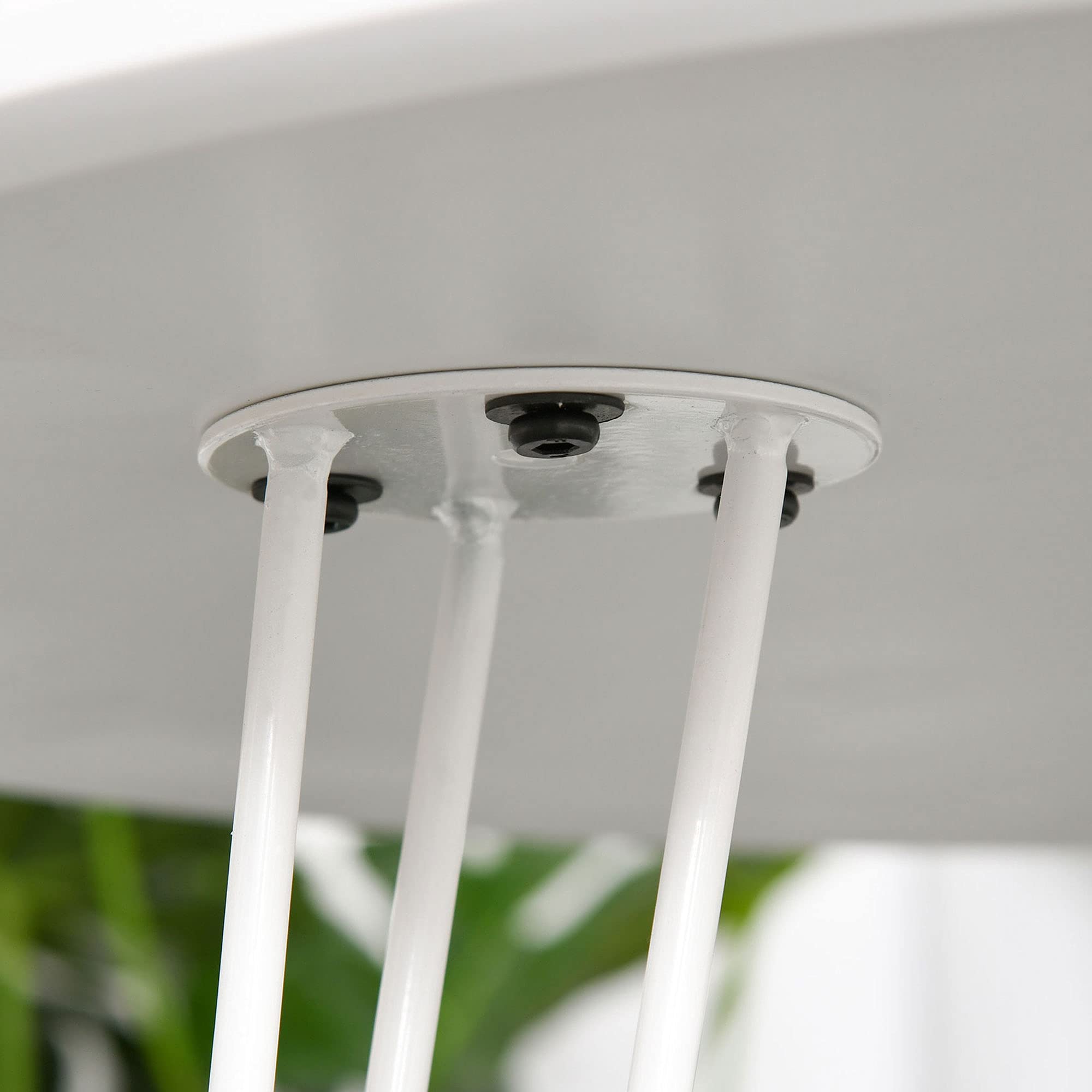 HOMCOM Mesa de Comedor Redonda con Patas de Horquilla Ø70x75 cm Blanco | Metálicas, Estilo Moderno Nórdico, para Cocina Salón Cafetería Bar