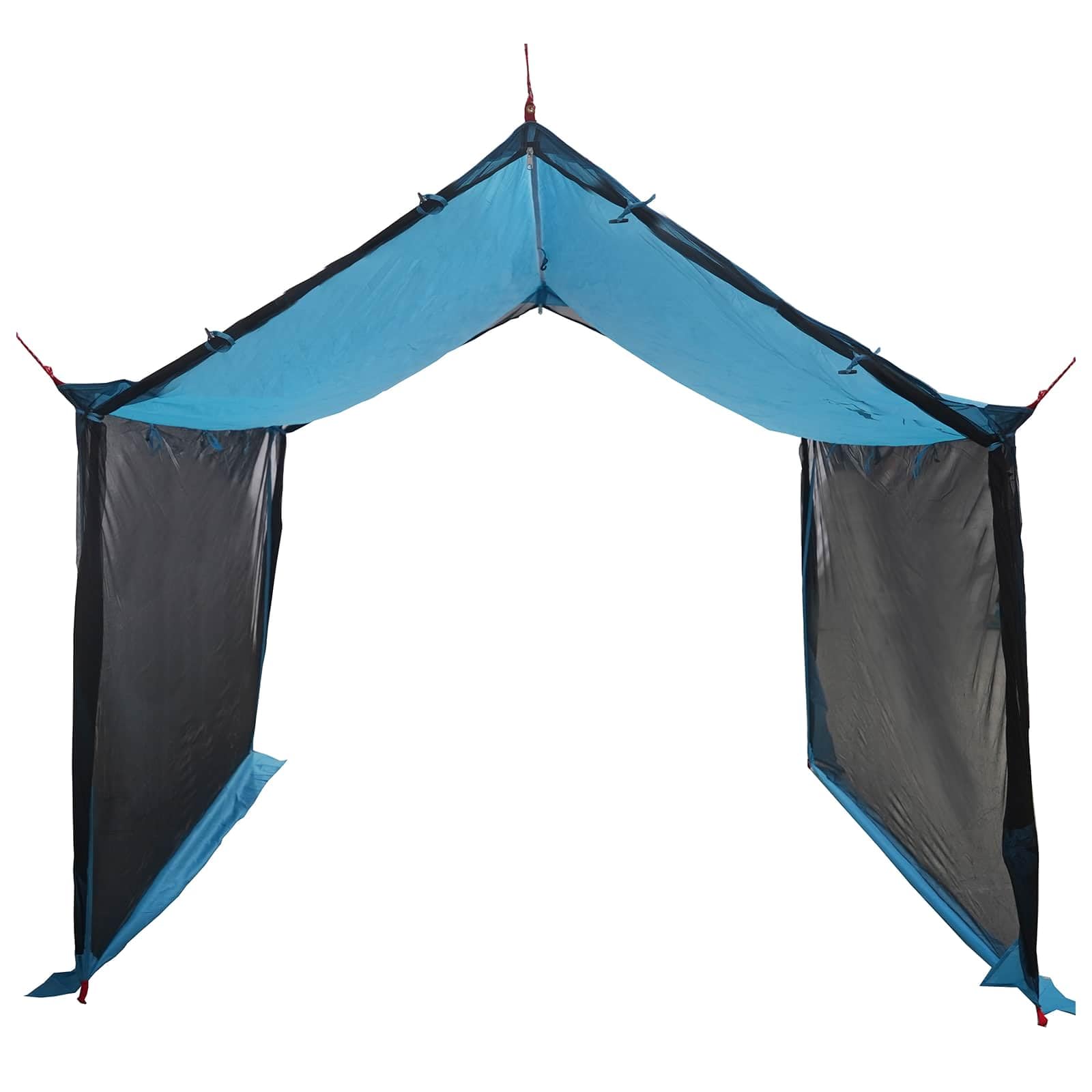 Tarp kempingowy ze ścianami z siatki niebieski 340 x 260 x 220 cm | Wodoodporny dach, zamek błyskawiczny, regulowana wysokość, lina i śledzie w zestawie