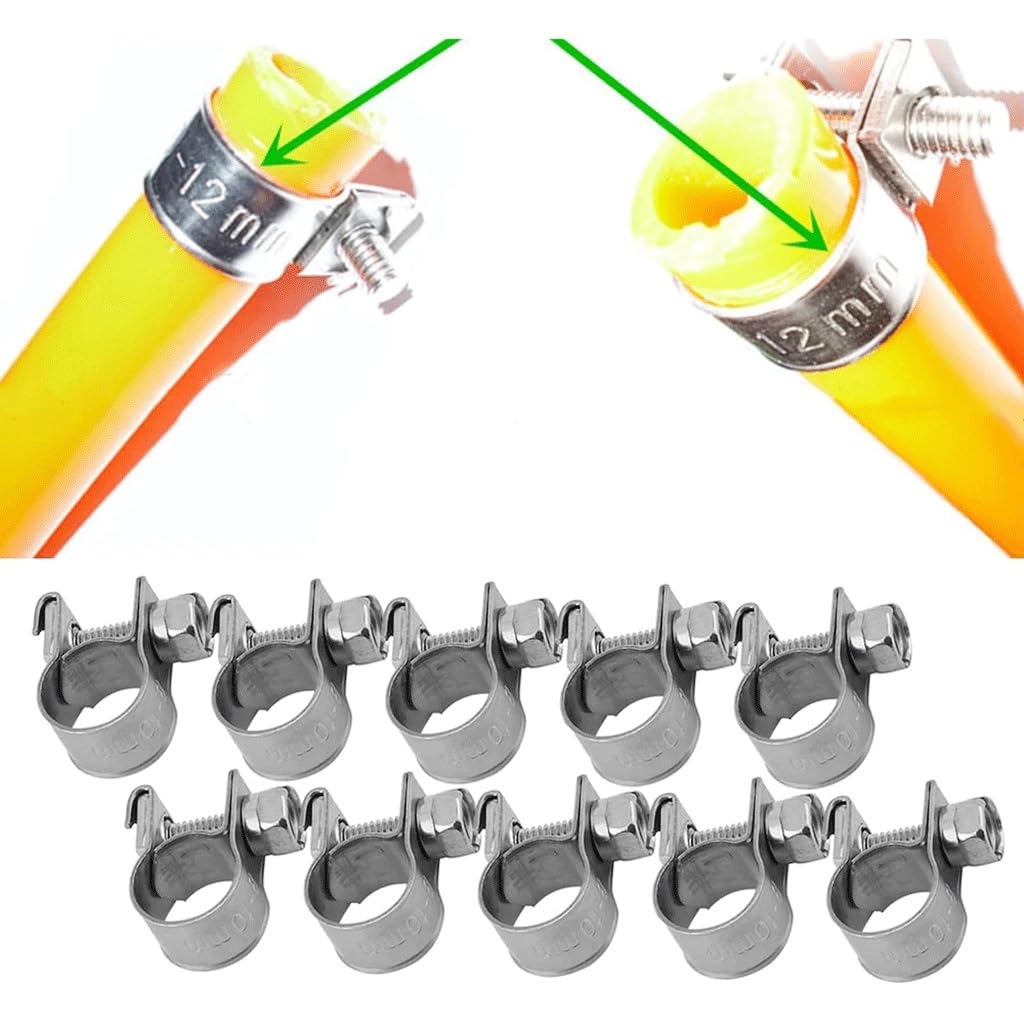 10-teiliges verstellbares Edelstahl-Schlauchschellen-Set – robuste Rohrschellen