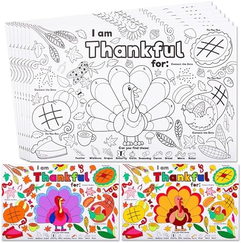 Amazon.com: Thanksgiving Coloring Placemats for Kids(20 Sheets). Fall ...