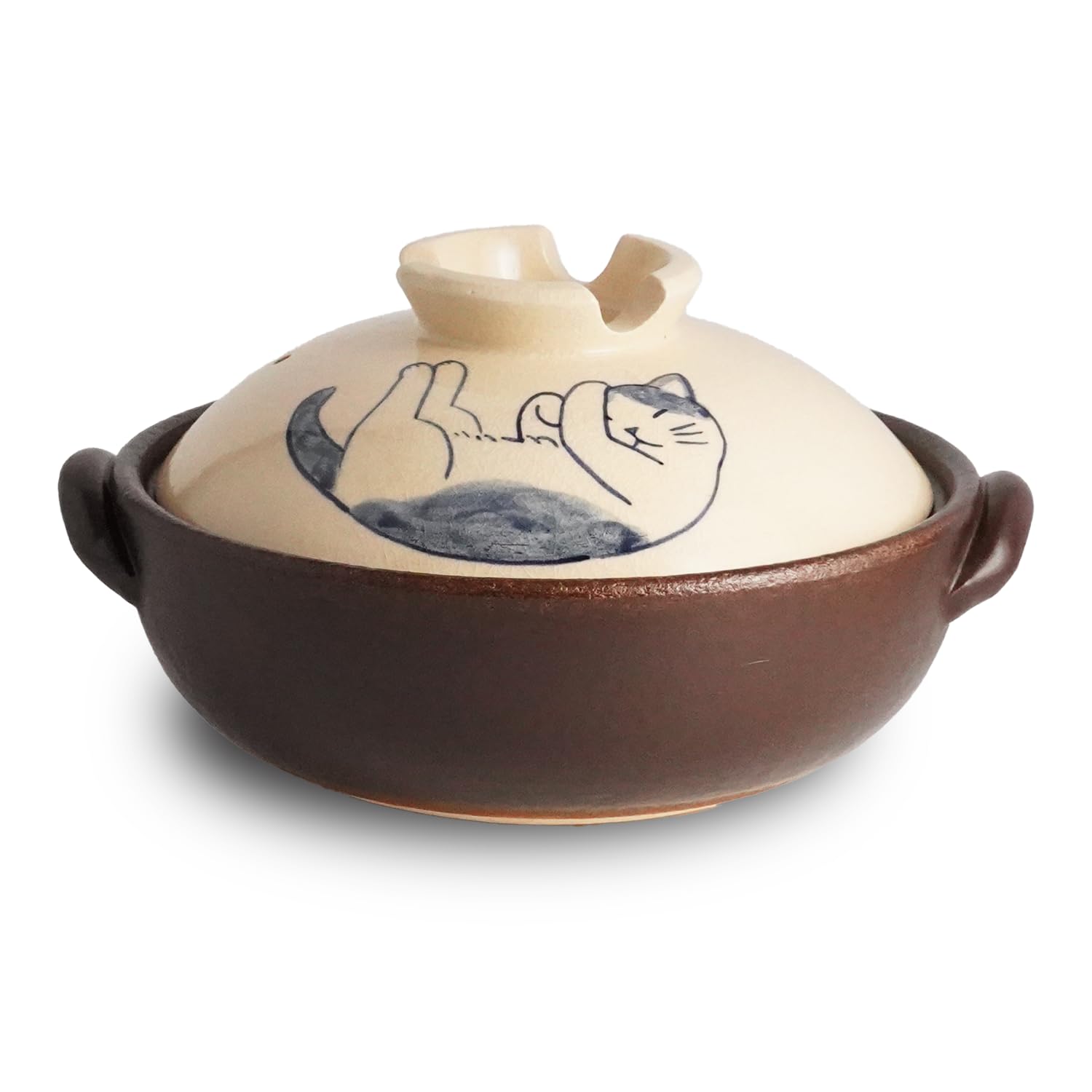 Amazon | ふくべ屋 萬古焼 ねこ 8号 土鍋 2.1L 日本製 ガス・オーブン