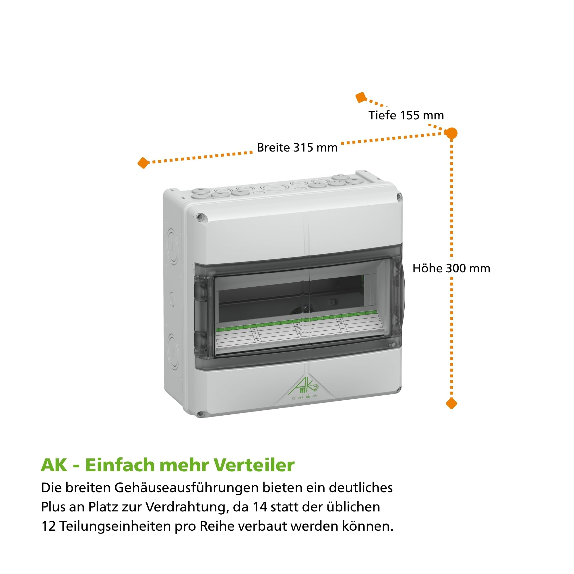 Spelsberg AK Air 14 Kleinverteiler, Sicherungskasten, Automatengehäuse, Aufputz, 1-reihig, 14 Teilungseinheiten, IP65, für Feuchträume, Outdoor und industrielle Anwendungen