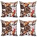 ABAKUHAUS café Set de 4 Fundas para Cojín, Croissant y café, Estampado Digital en Ambos Lados y Cremallera, 50 cm x 50 cm, Multicolor